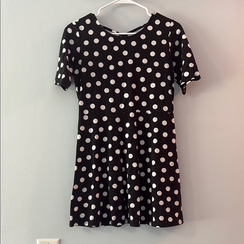 Girls Black and white polka dot dress